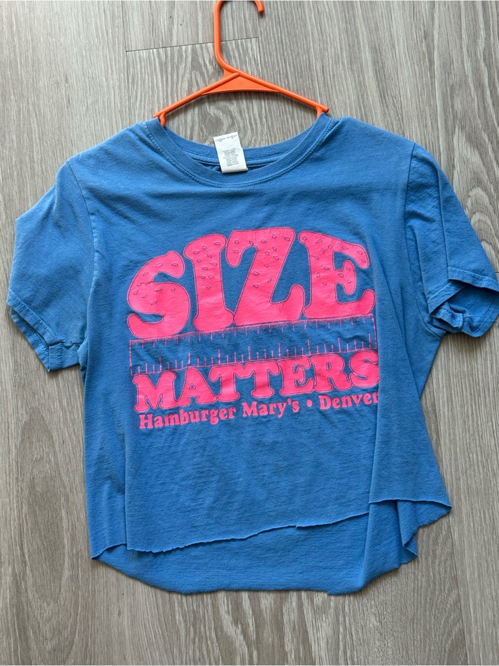 LGBTQ Hamburger Mary’s Denver 'Size Matters' Graphic Tee with Pink Print